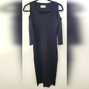 Pink‎ Rose Sweater Cold Shoulder Dress Ribbed Super Stretchy XL
